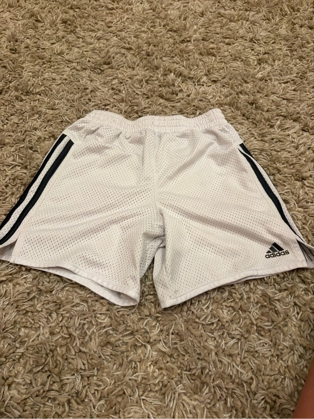 adidas White Mesh Athletic Shorts